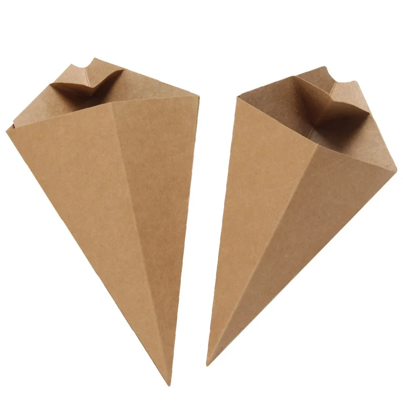 Disposable Chicken Rice Flower Box Potato Chip Cone Box Food Churros Packaging Kraft Paper Custom Different Shape Freely Samples