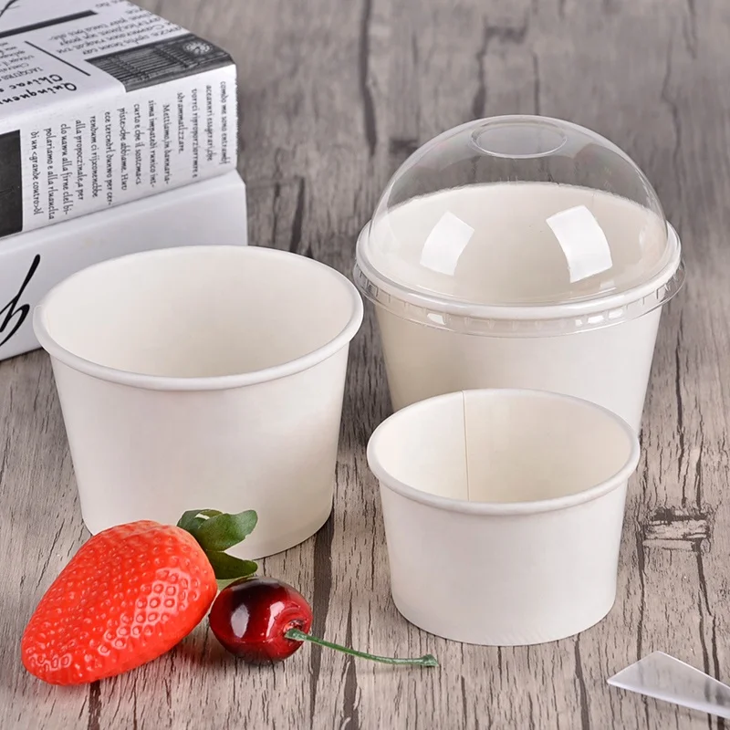 Factory Price 100 % Biodegradable Packaging Disposable Eco Friendly Ice Cream Paper Cups with Paper/Pet Lid