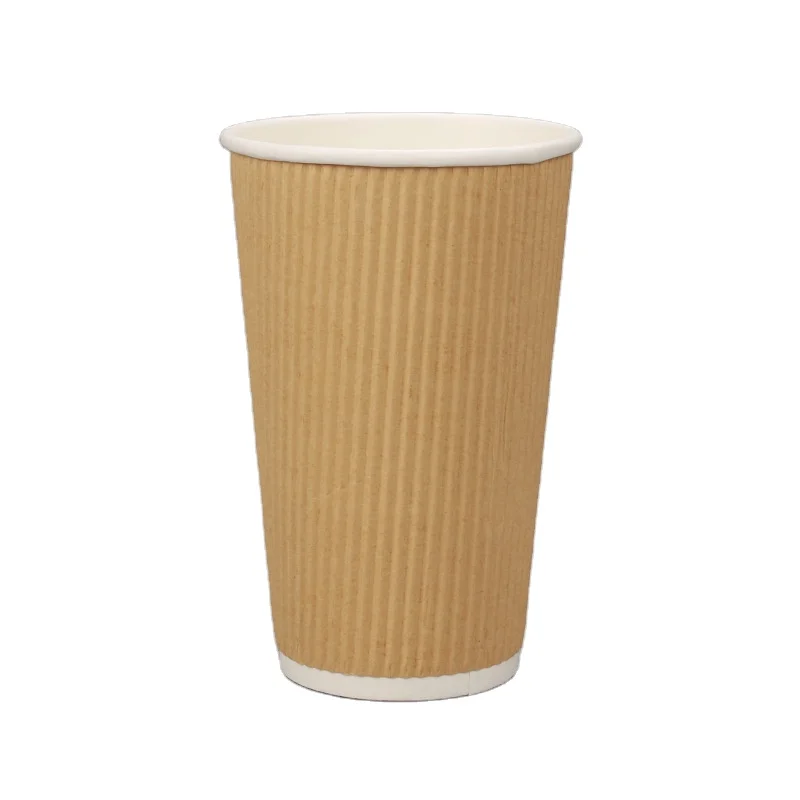 Factory Wholesale High Quality Biodegradable Disposable Rripple Wall Hot Drink Coffee Paper Cup with Lids