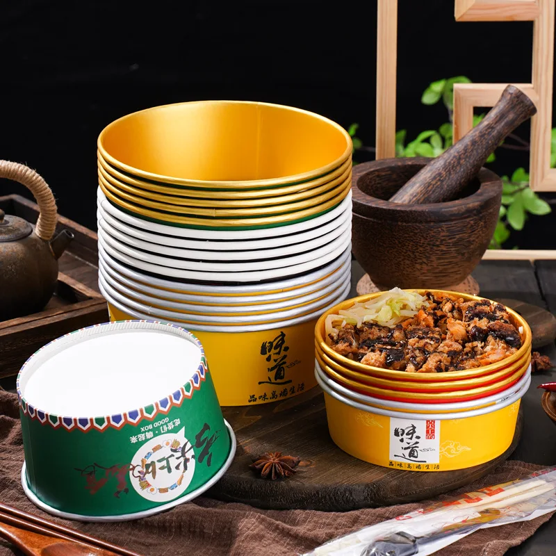 Biodegradable Pulp Fiber Paper Bamboo Salad Bowl with Plastic Lid
