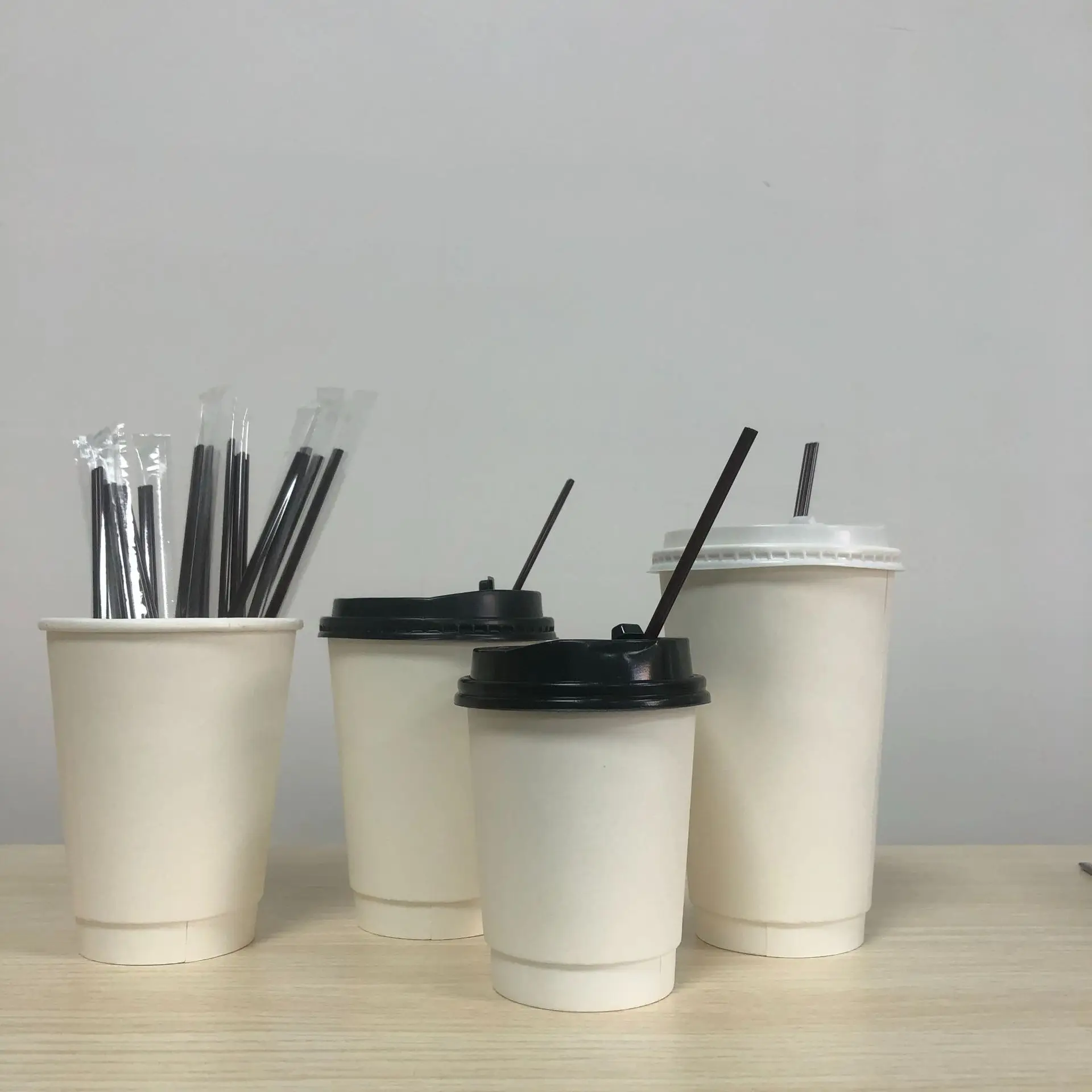 Wholesale Printing 8oz 12oz 16oz Single Wall Disposable Paper Cups Customized Hot Coffee Paper Cup with Sleeves and Lid