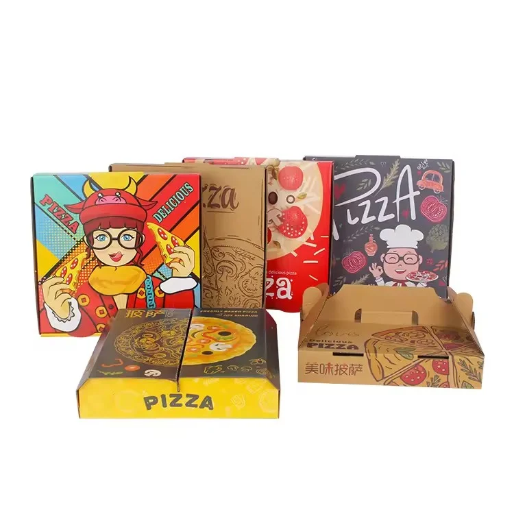 Jeafer Custom Printed Paper Food Packaging Foldable Paper Box Cardboard Pizza Boxes for Picnic