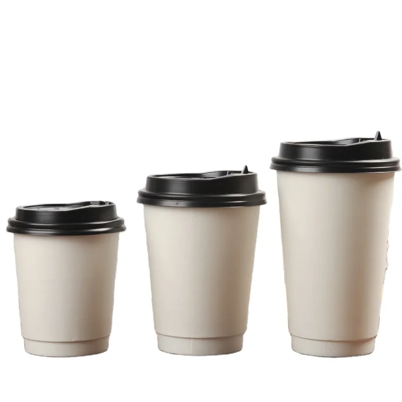 Takeaway Disposable Custom Logo Biodegradable Eco-Friendly Food Grade White Double Wall Paper Cups for Coffee Whisky Hot