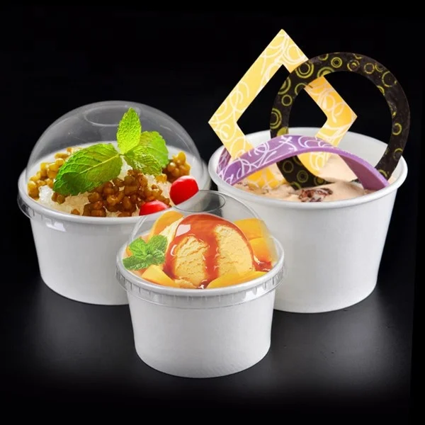 Disposable 100ml Packaging Ice Cream Paper Cup Custom Printed 3oz 5oz 8oz Ice Cream Paper Cups with Lid
