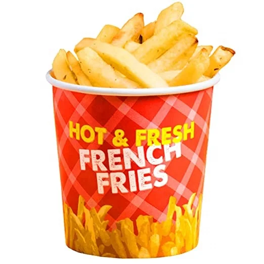 Custom Printing Disposable Take Away Chips Container 12oz 16oz 32oz Fried Chicken Bucket French Fires Paper Cups