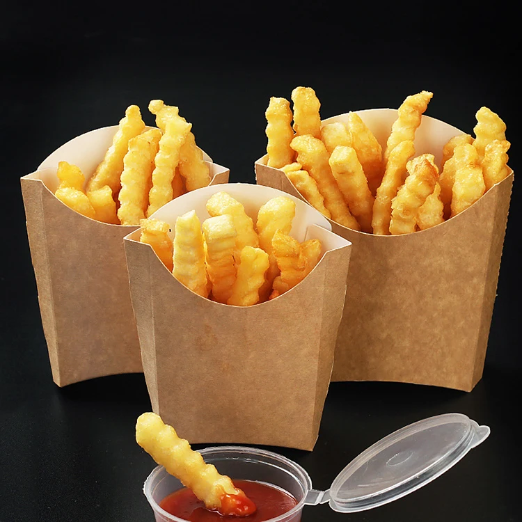 French Fry Box 4oz 5.5oz 7.5oz 9oz Single Wall Craft Paper Packing Container Food Grade for Potato Chips
