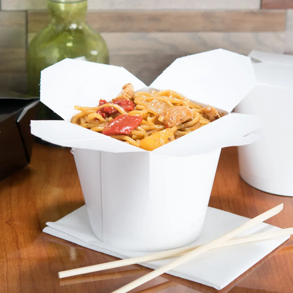 16oz Customized White Take Away Chinese Noodle Takeout Packaging Noodle Box