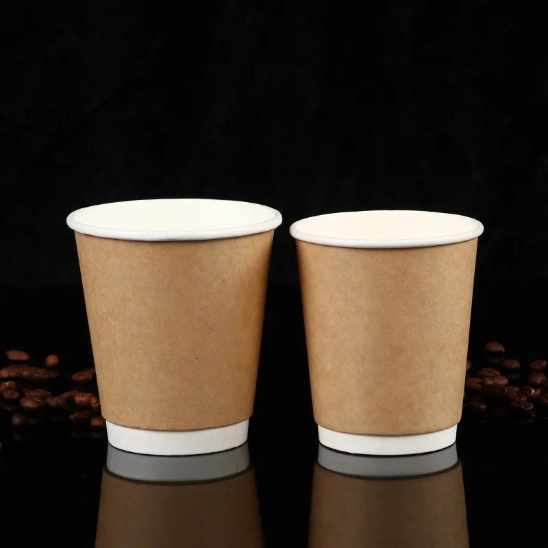 8/12//16/20/22oz Double Wall Paper Cup High Quality Custom logo Kraft Paper Cup Disposable Hot Water Beverage Coffee Cup