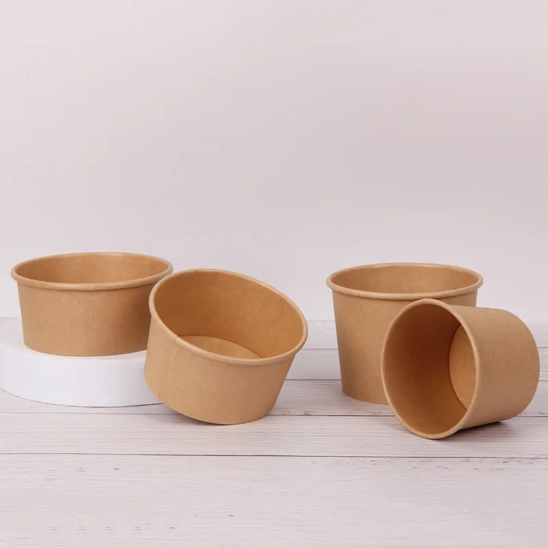 Customized logo Printed White Poke Paper Salad Bowl with Lid