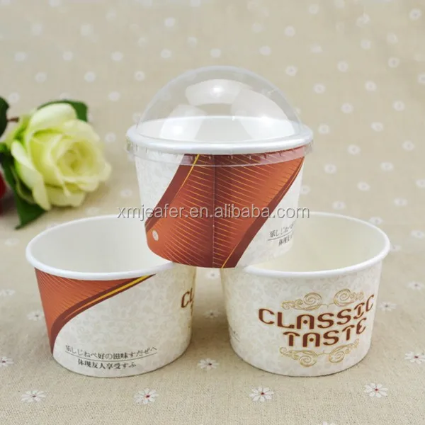 Customized Disposable Paper Ice Cream Cup with Dome Lid Wholesale,disposable Paper Frozen Yogurt Cup