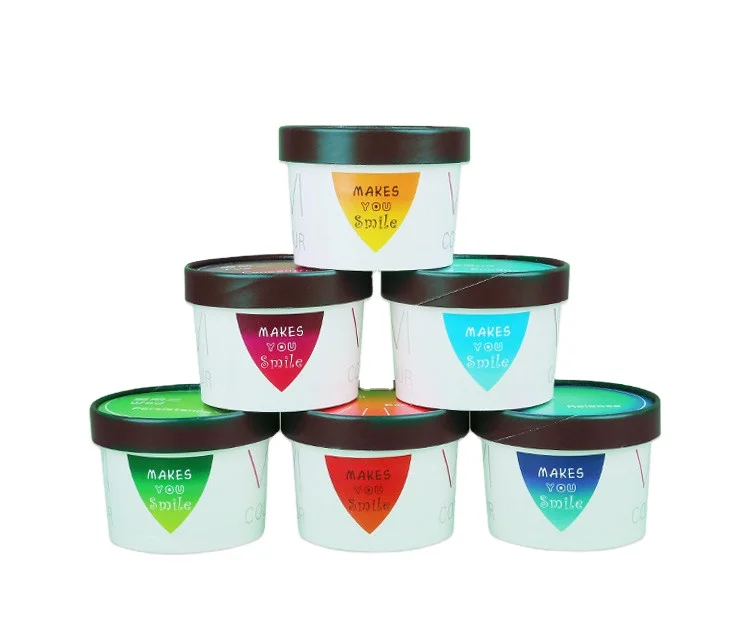 Factory Ice Cream Paper Cups Lid Dome Lid Take Away Food Container with Paper China 16oz Craft Paper Accept Customized Designs